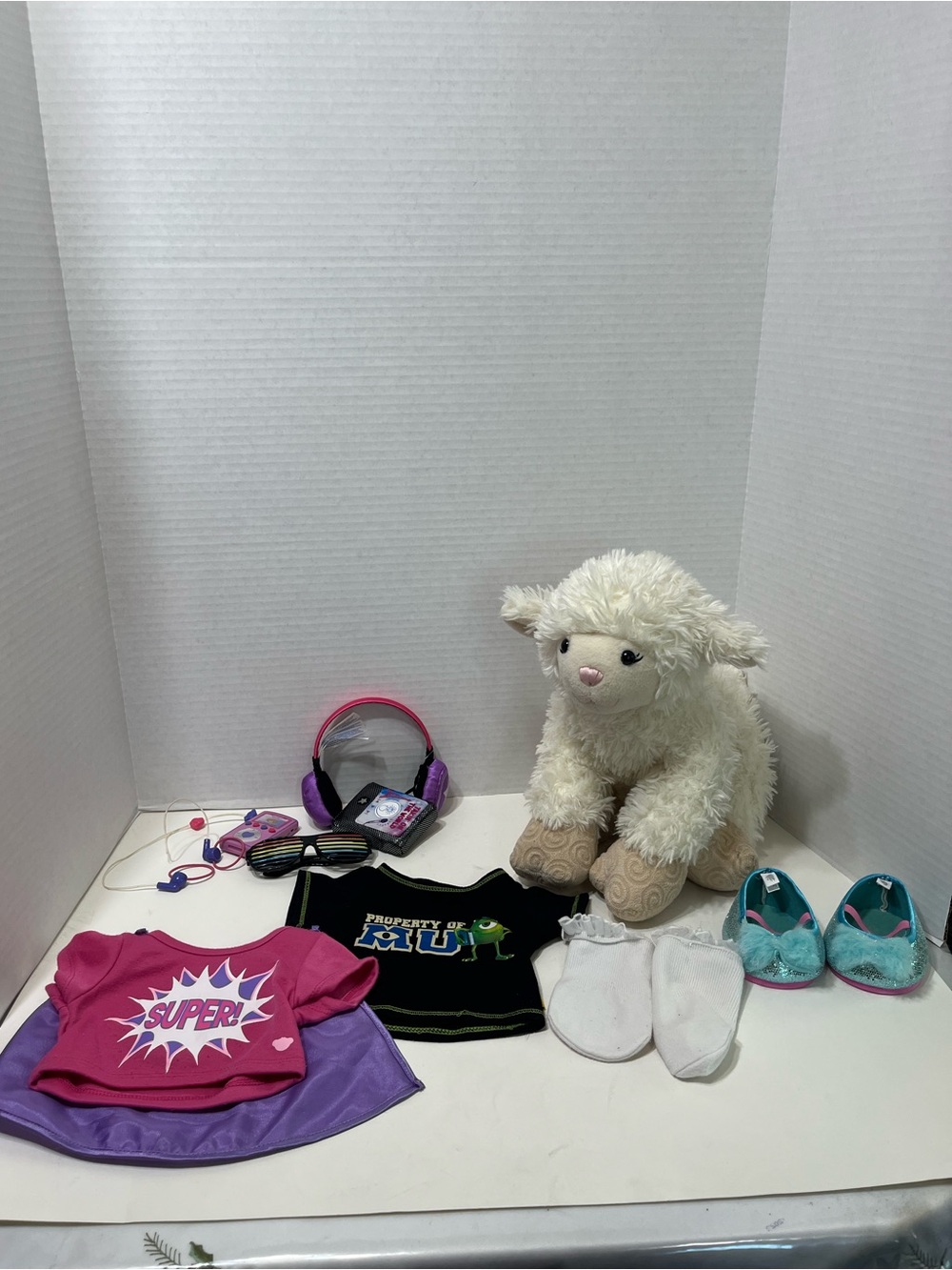BUILD A BEAR Lamb plush with some clothes and accessories